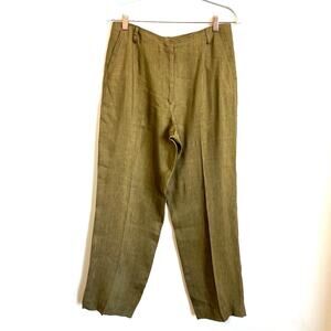 VTG Missoni Lagenlook Linen Women Pants Size 46 US 10 Green Wide Leg High Waist